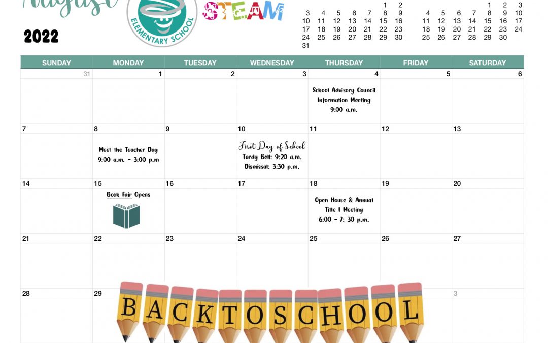 School Calendar August 2022