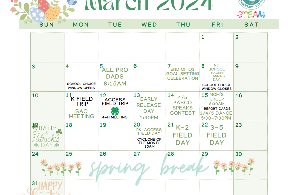 School Calendar March 2024
