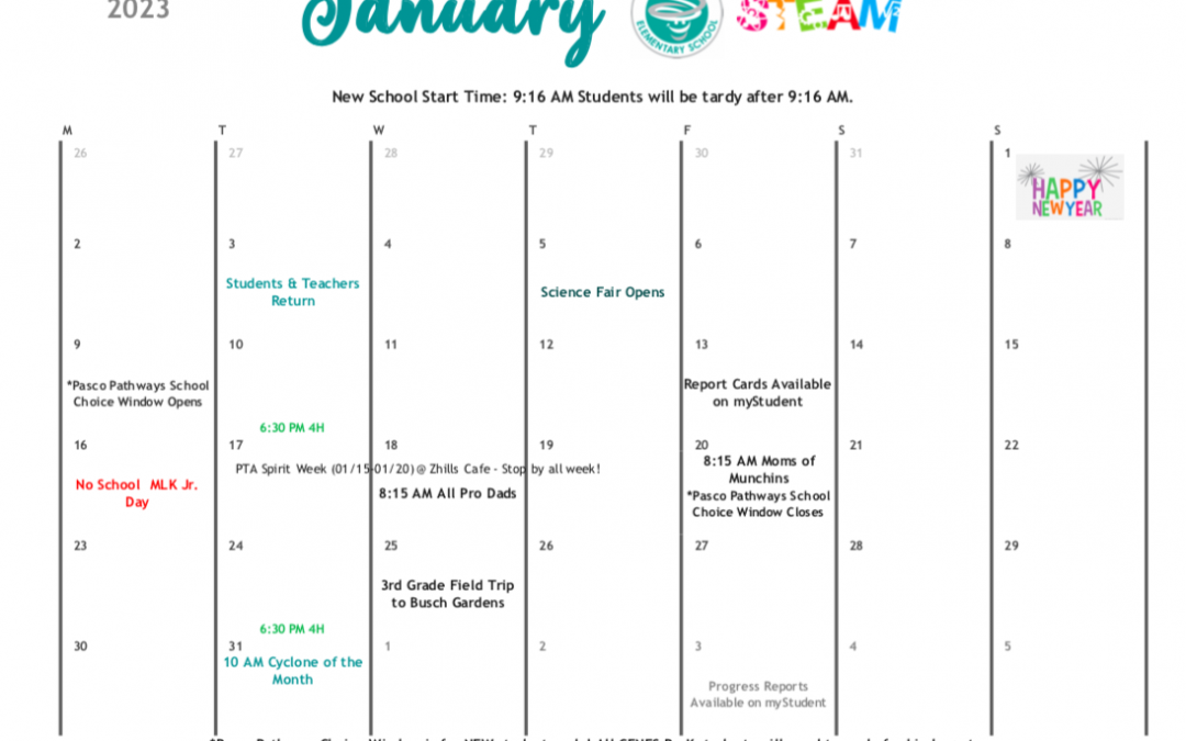 School Calendar January 2023