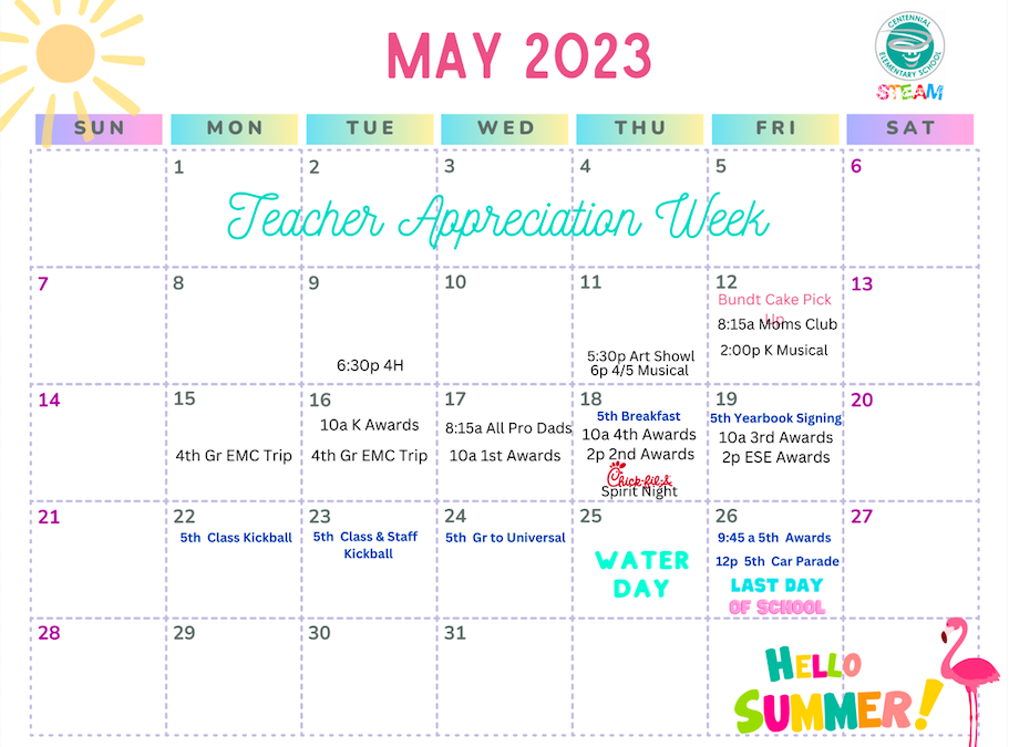 School Calendar May 2023